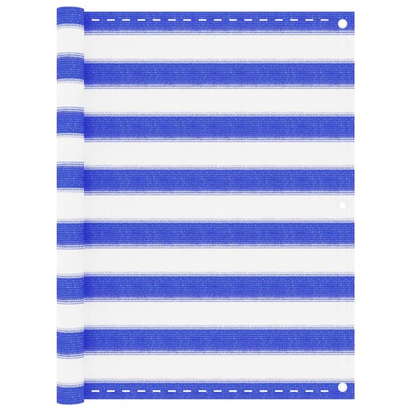 vidaXL Balcony Screen Blue and White 90x600 cm HDPE