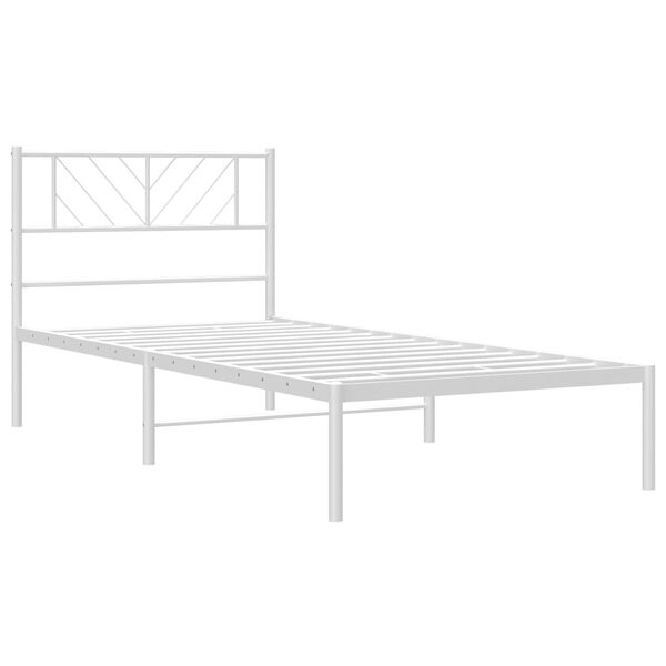 vidaXL Metal Bed Frame without Mattress with Headboard White 80x200cm