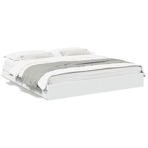 vidaXL Bed Frame with Drawers without Mattress White 200x200 cm