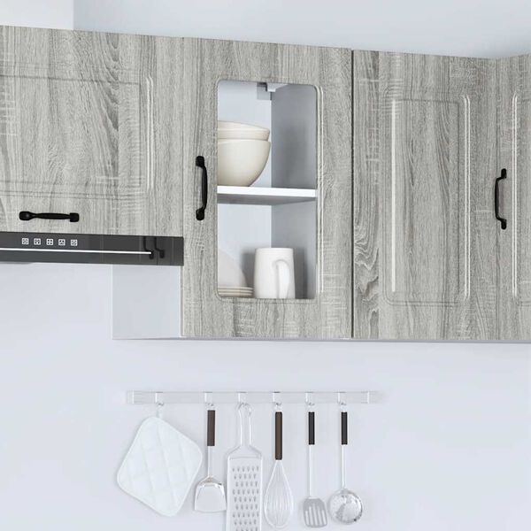 vidaXL Kitchen Wall Cabinet with Glass Door Kalmar Grey Sonoma Engineered Wood