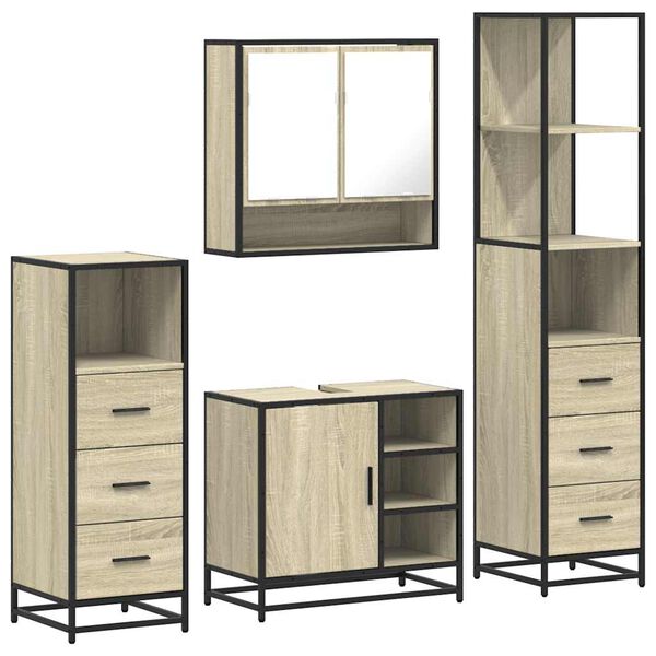 vidaXL 4&nbsp;Piece Bathroom Furniture Set&nbsp;Sonoma Oak Engineered Wood