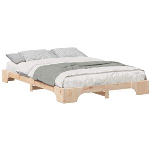 vidaXL Bed Frame Brown 140 x 220 cm Solid Pine Wood