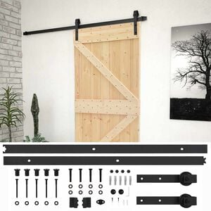 vidaXL Sliding Door 100 x 210 cm Solid Pine Wood Natural and Black