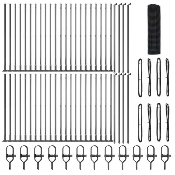 vidaXL Fence Post Grey 100 x 0.5 m (25 x 25 mm mesh) Steel and PVC