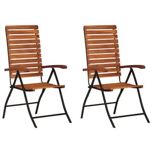 vidaXL 2 pcs Reclining Garden Chairs Solid Acacia Wood