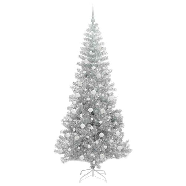 vidaXL Christmas Tree with 300 LEDs with Stand Silver 210 cm PET