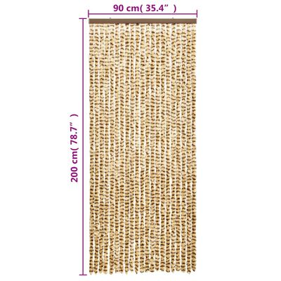 vidaXL Fly Curtain Beige and Brown 90x200 cm Chenille