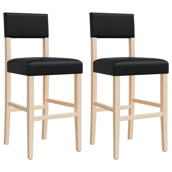 vidaXL Bar Chairs 2 pcs Solid Wood Rubber and Faux Leather