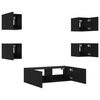 vidaXL 5 Piece TV Wall Cabinets with LED Lights Black