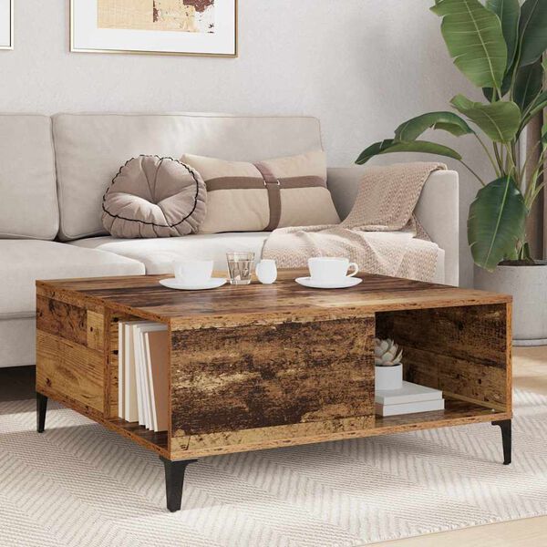 vidaXL Coffee Table Old Wood 80 x 80 x 36.5 cm Engineered Wood