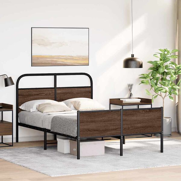 vidaXL Bed Frame without Mattress 140x200 cm Brown Oak Engineered Wood