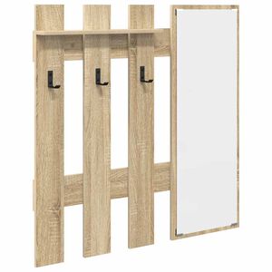vidaXL Wall-Mounted Coat Rack with Mirror Sonoma Oak 100 x 10 x 100 cm
