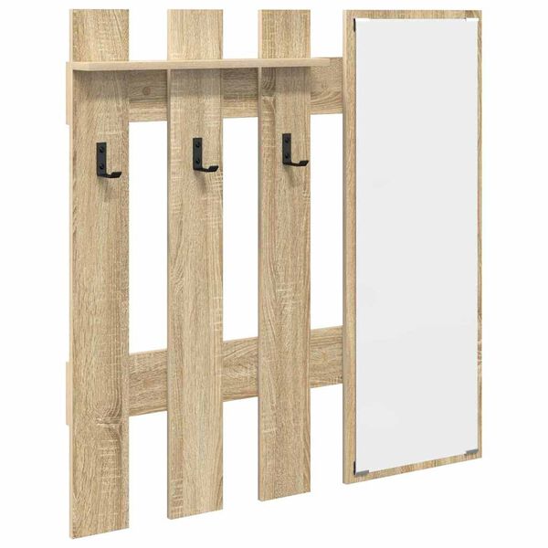 vidaXL Wall-Mounted Coat Rack with Mirror Sonoma Oak 100 x 10 x 100 cm