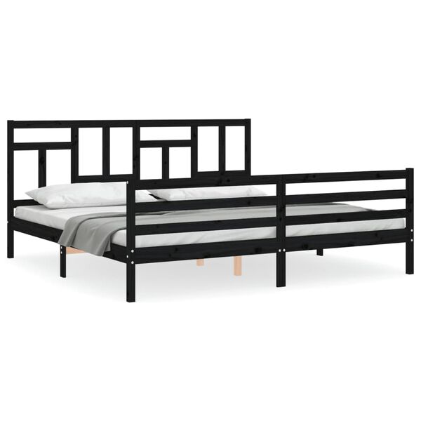 vidaXL Bed Frame without Mattress Black 200x200 cm Solid Wood