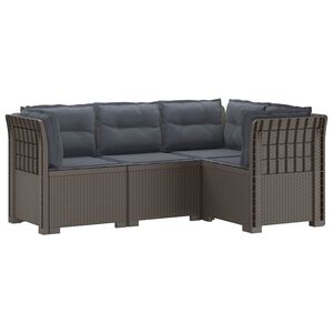 vidaXL 4-Seater Garden Sofa with Cushions Rattan Look PP Light Grey