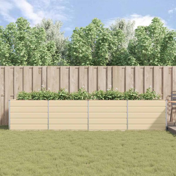 vidaXL Planter Ivory 385 x 100 x 75 cm Galvanised Steel