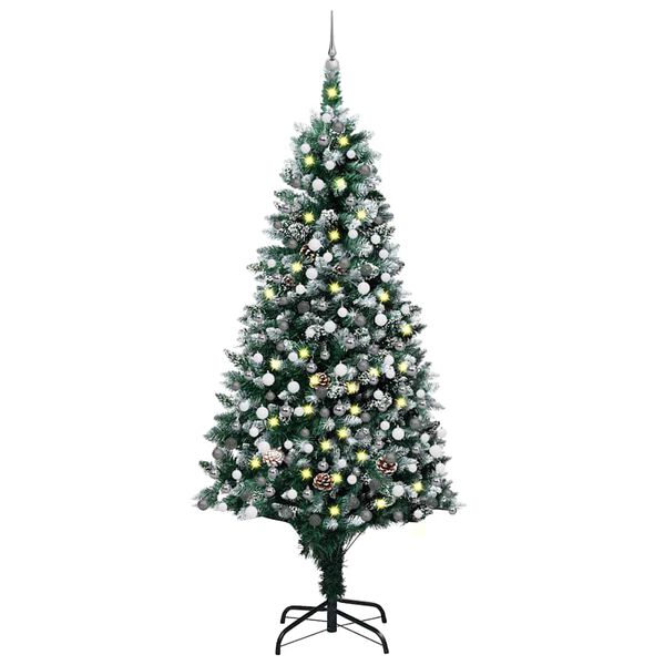 vidaXL Artificial Christmas Tree with LEDs&Ball Set&Pine Cones 240 cm