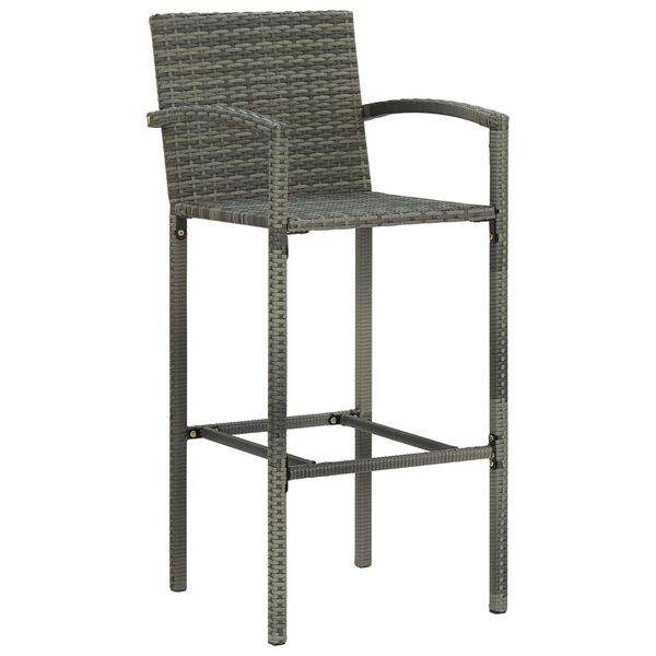 vidaXL 5 Piece Outdoor Bar Set with Armrest Poly Rattan Grey