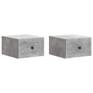 vidaXL Wall-Mounted Bedside Cabinet 2 pcs Concrete Grey