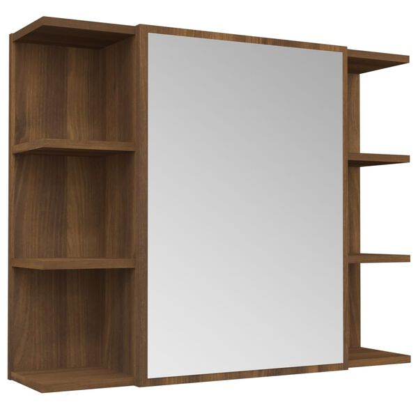 vidaXL Bathroom Mirror Cabinet Brown Oak 80x20.5x64 cm Engineered Wood