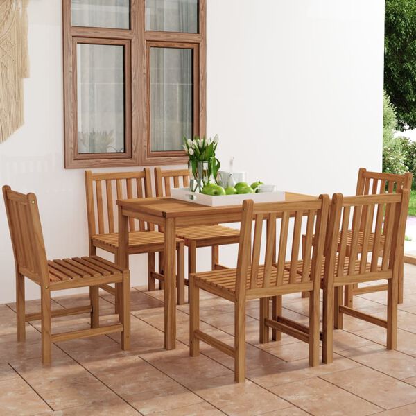 vidaXL 7 Piece Garden Dining Set 120x70 cm Solid Teak Wood