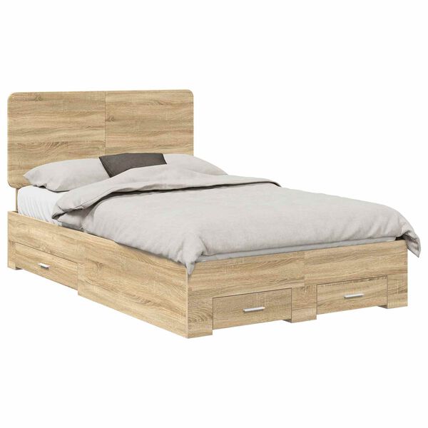vidaXL Bed Frame with Drawer Sonoma Oak 120 x 200 cm Engineered Wood