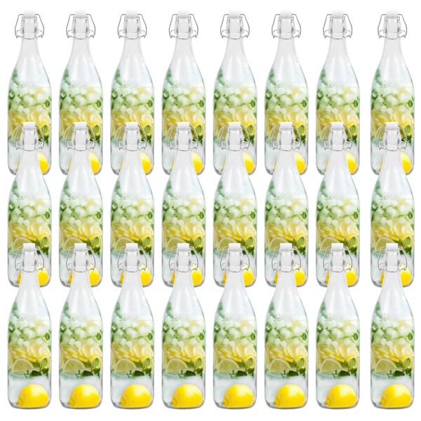 vidaXL Glass Bottles with Clip Closure 24 pcs 1 L