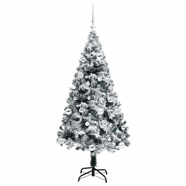 vidaXL Artificial Christmas Tree with 150 LEDs with Stand White 150 cm
