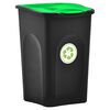 vidaXL Trash Bin with Hinged Lid 50L Black and Green