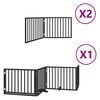 vidaXL Dog Gate with Door Foldable 8 Panels Black 640 cm Poplar Wood
