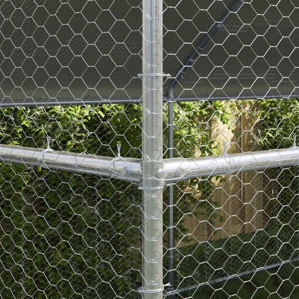 vidaXL Chicken Cage 3 pcs Silver 600 x 200 x 200 cm Steel and PE