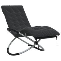 vidaXL Geometrical Sun Lounger with Cushion Black and Grey Steel