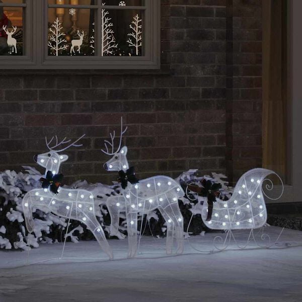 vidaXL LED Reindeers 3 pcs Cold White Fabric