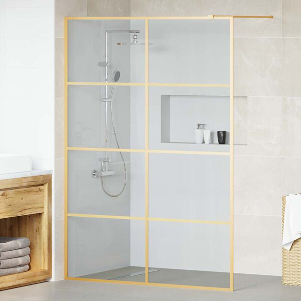 vidaXL Walk-in Shower Wall Gold 140 x 195 cm Tempered Glass
