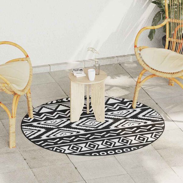 vidaXL Outdoor Carpet ARAKIL Black Ø120 cm PP