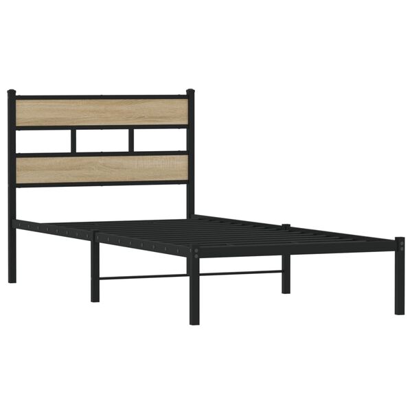 vidaXL Metal Bed Frame without Mattress Sonoma Oak 90x190 cm Single