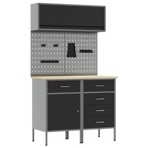 vidaXL Work Cabinet Set with Drawer with Shelf Manual 5 pcs Black