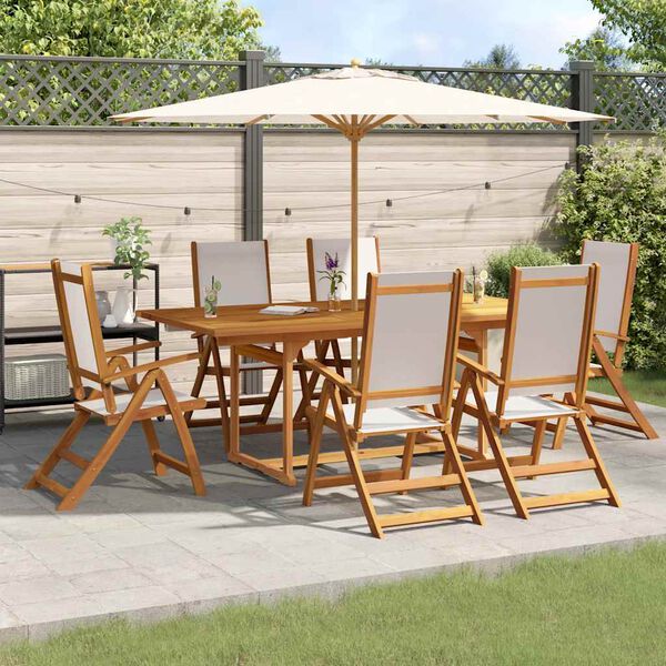 vidaXL 7 Piece Garden Dining Set Solid Wood Acacia and Textilene