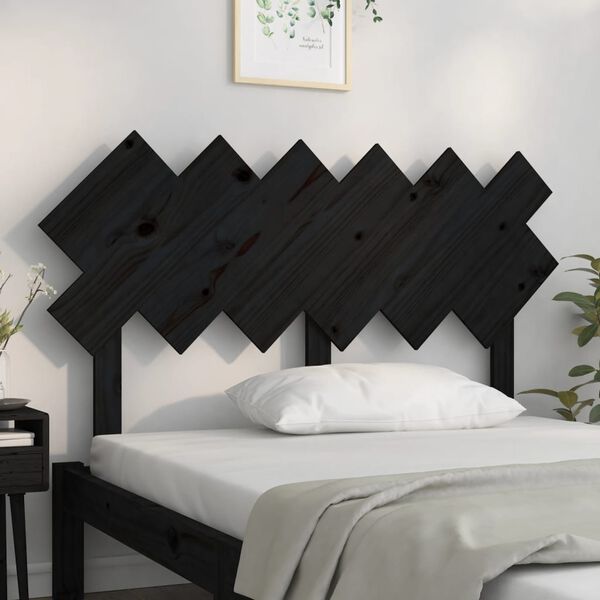 vidaXL Bed Headboard Black 132x3x81 cm Solid Wood Pine