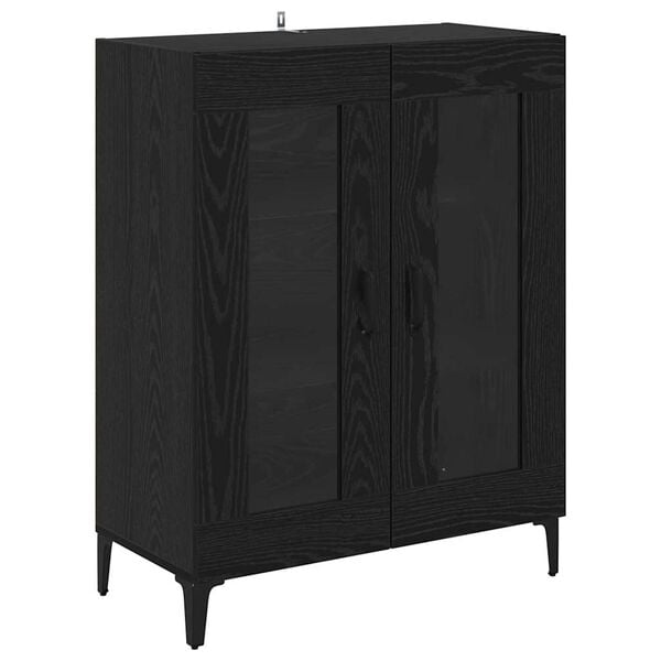 vidaXL Sideboard Black Oak 69.5 x 34 x 90 cm Engineered Wood and Iron