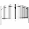 vidaXL Fence Gate Double Door with Spike Top Steel 299.5x199.5 cm Black