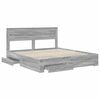 vidaXL Bed Frame with Drawer Grey Sonoma 200 x 200 cm Engineered Wood