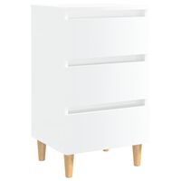 vidaXL Bed Cabinet with Solid Wood Legs High Gloss White 40x35x69 cm