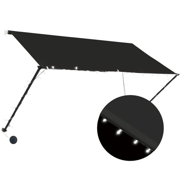 vidaXL Retractable Awning with LED 250x150 cm Anthracite