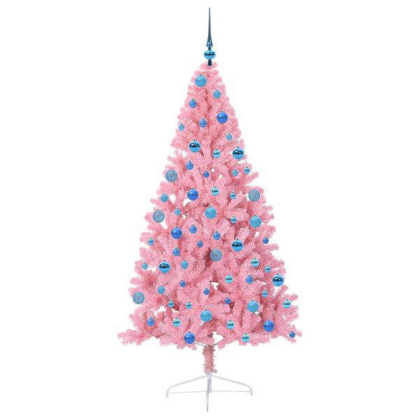 vidaXL Artificial Pre-lit Christmas Tree with 300 LEDs Pink 180 cm PVC