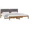 vidaXL Bed Frame with Upholstered Headboard Natural and Light Grey