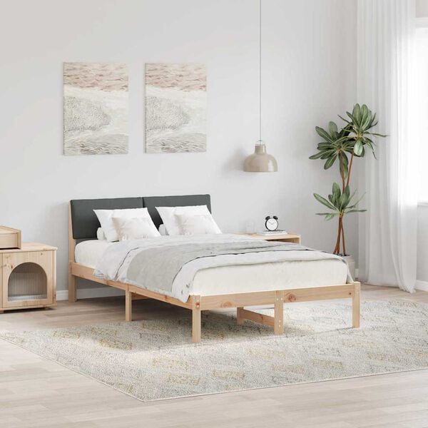 vidaXL Bed frame Brown and dark grey 120 x 190 cm Solid pine wood