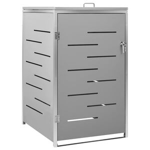 vidaXL Single Wheelie Bin Shed 69x77.5x115 cm Stainless Steel