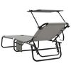 vidaXL Folding Sun Lounger Folding Grey 56 x 190 x 81cm Fabric