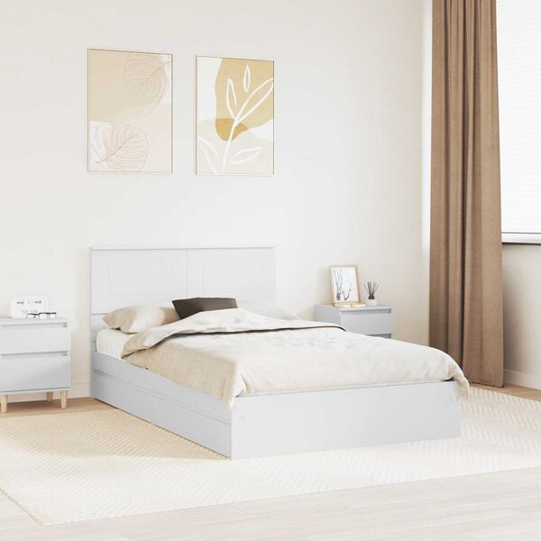 vidaXL Storage Bed with Headboard White 120 x 190 cm Engineered Wood